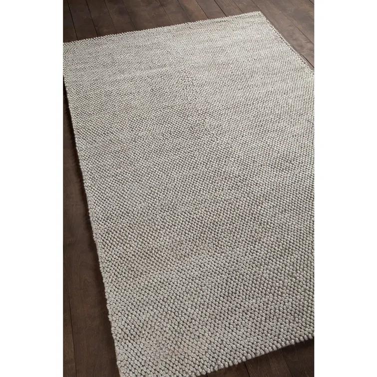 Handmade Burton Gray Wool-Viscose Blend Rectangular Area Rug 9'x13'