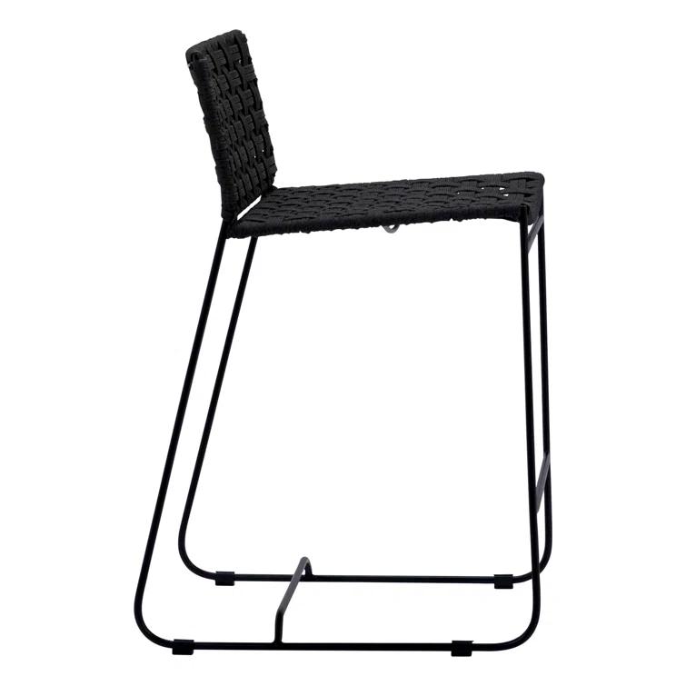Charcoal Black Handwoven Rope 21'' Outdoor Counter Stool