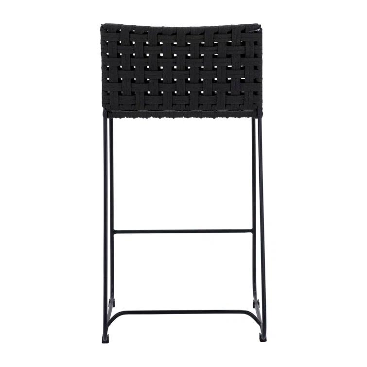 Charcoal Black Handwoven Rope 21'' Outdoor Counter Stool