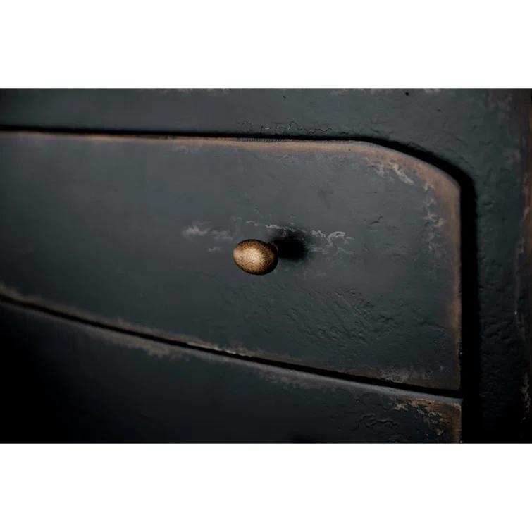 Distressed Black 34" Wood Two-Drawer Nightstand with USB Port