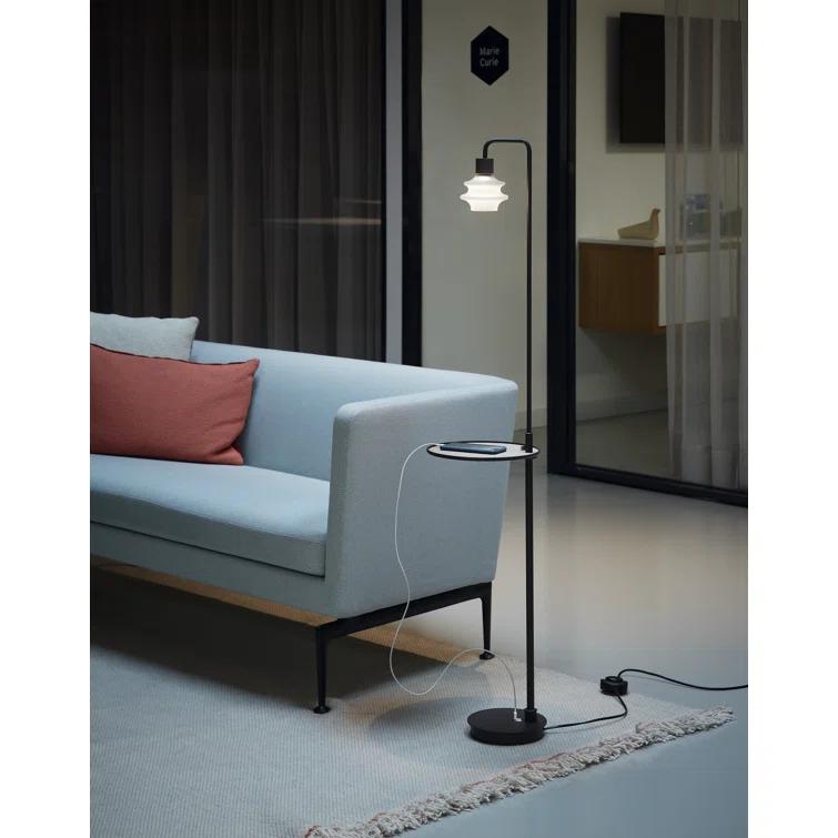 Bover Drop 51.57'' Ebony Black Task Floor Lamp with USB