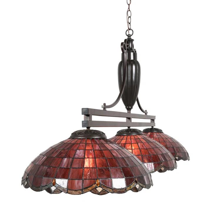 Meyda Lighting Meyda Tiffany & Stained Glass 3 - Light Mahogany Bronze Pool Table Lights Pendant