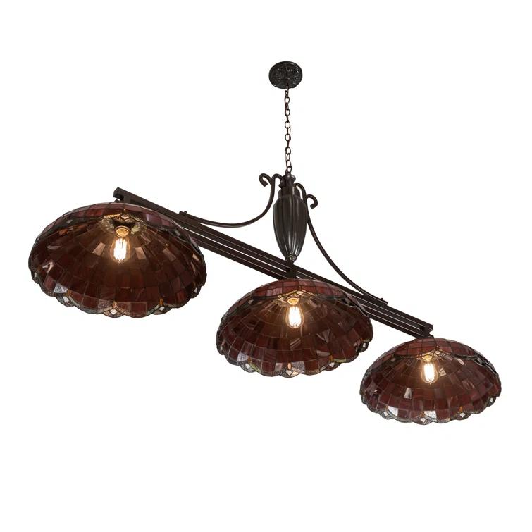 Meyda Lighting Meyda Tiffany & Stained Glass 3 - Light Mahogany Bronze Pool Table Lights Pendant