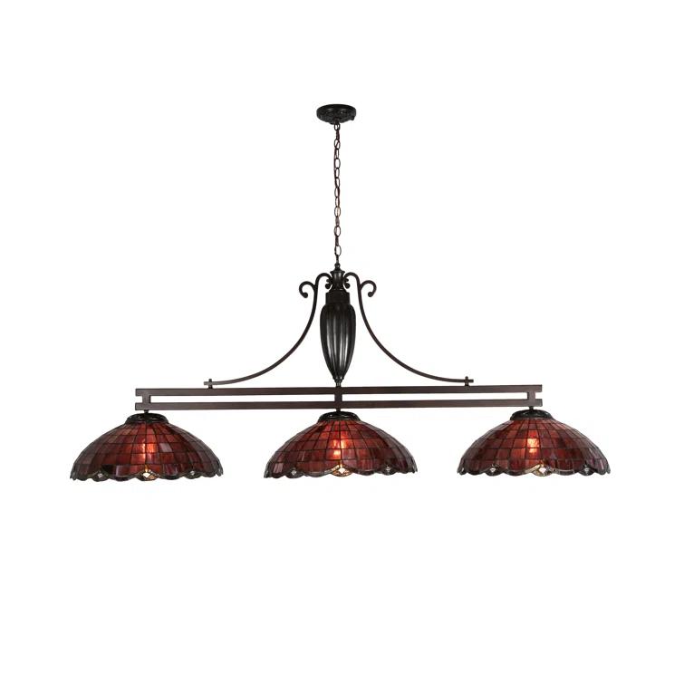 Meyda Lighting Meyda Tiffany & Stained Glass 3 - Light Mahogany Bronze Pool Table Lights Pendant