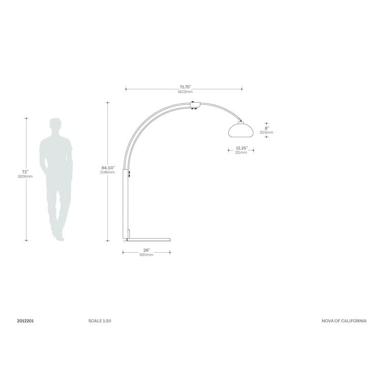 Morelli Arc Floor Lamp - 84", Dimmer Switch, V-base