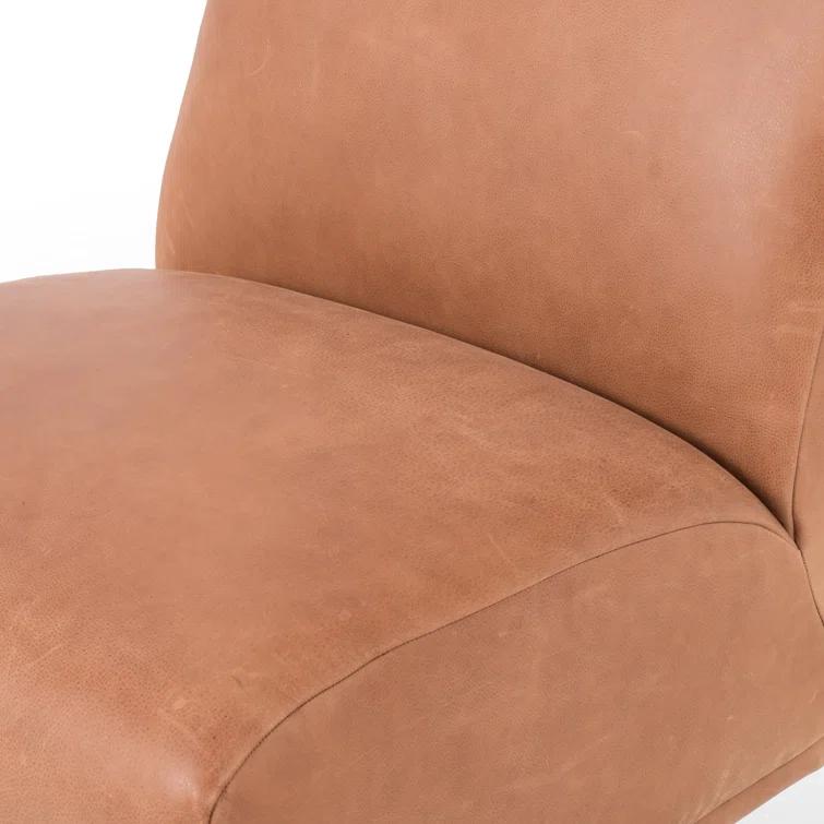 Palermo Cognac Leather Swivel Slipper Chair, 39"