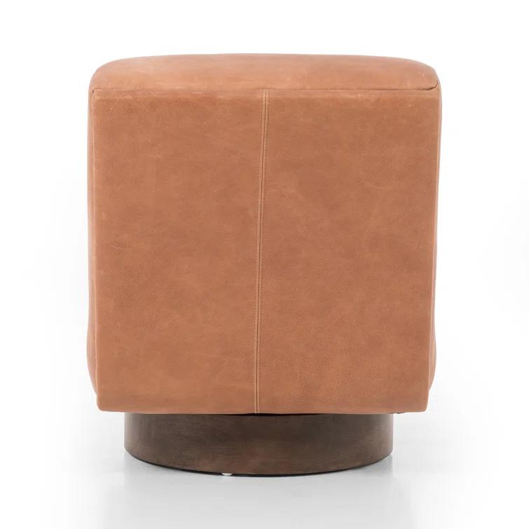 Palermo Cognac Leather Swivel Slipper Chair, 39"
