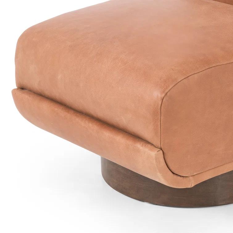 Palermo Cognac Leather Swivel Slipper Chair, 39"