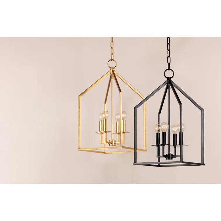 Lena Aged Iron 4-Light Large Pendant for Indoor/Outdoor Use