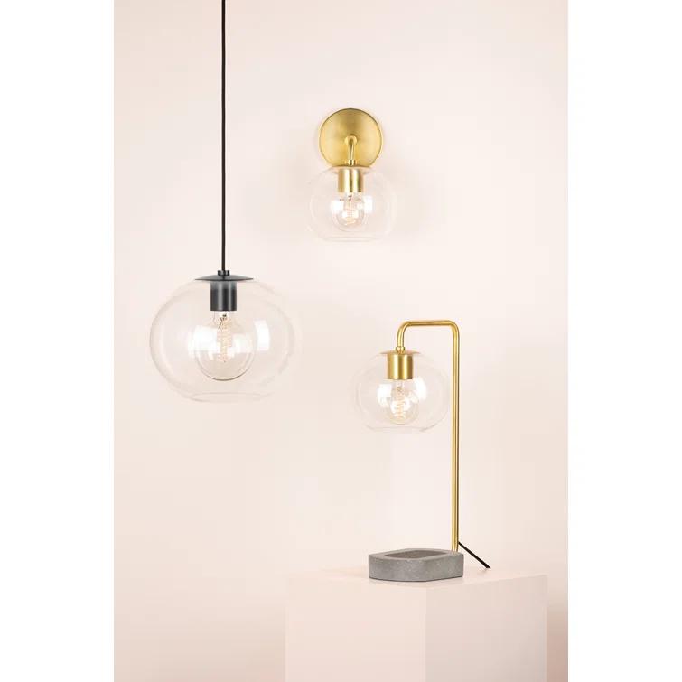 Old Bronze Clear Glass Globe Pendant Light