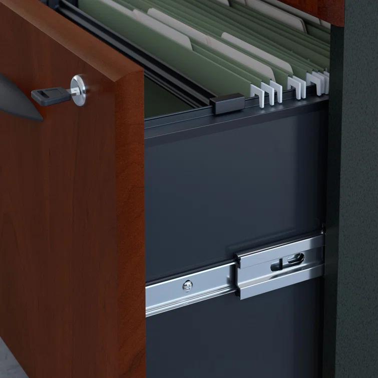 Series A L-Shape Executive Desk with 3 Drawer Mobile Pedestal