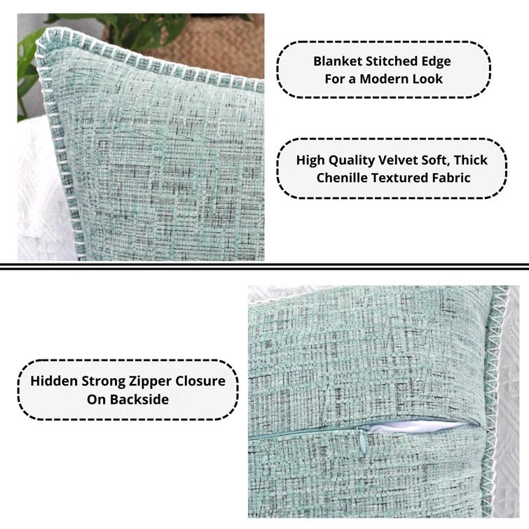 Oveesha Soft Chenille Throw Pillow Covers With Stitched Edge & Reviews | Wayfair