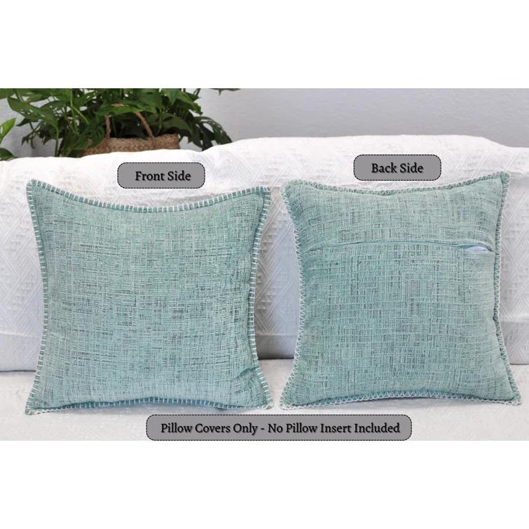 Oveesha Soft Chenille Throw Pillow Covers With Stitched Edge & Reviews | Wayfair