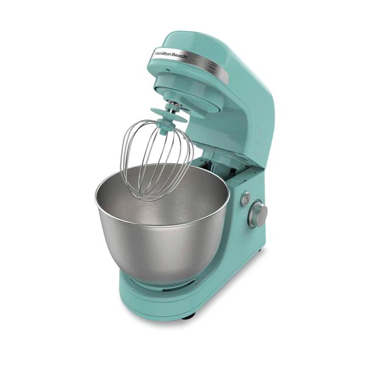 Hamilton Beach® 7-Speed 4-Quart Electric Stand Mixer with Splash Guard, Dough Hook, Flat Beater, and Whisk Attachments