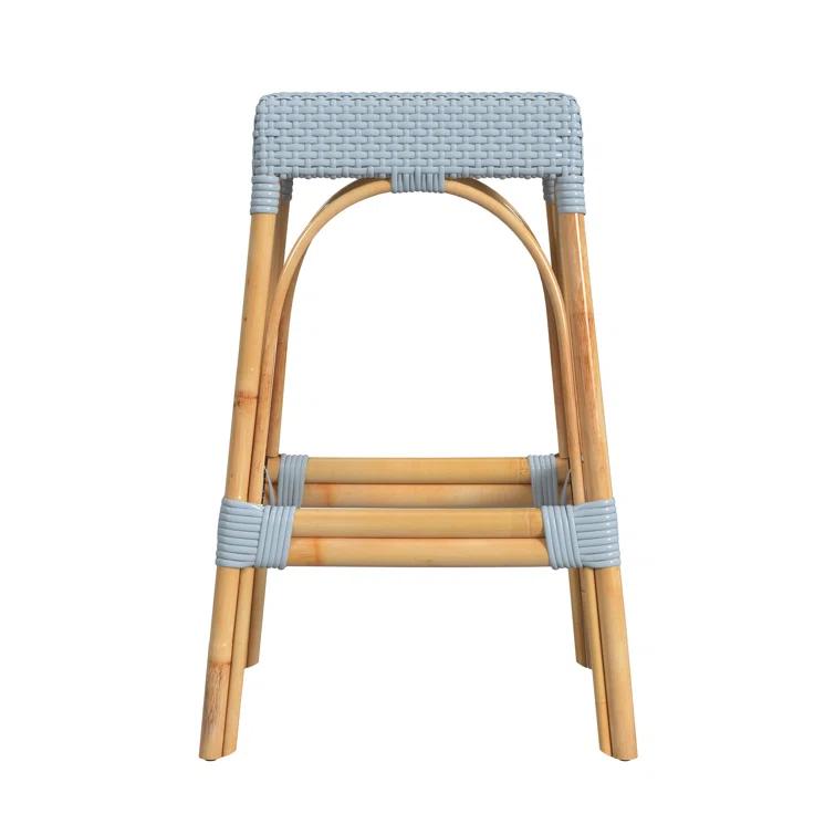 Butler Specialty Company Robias Rectangular Rattan 30" Bar Stool - Baby Blue