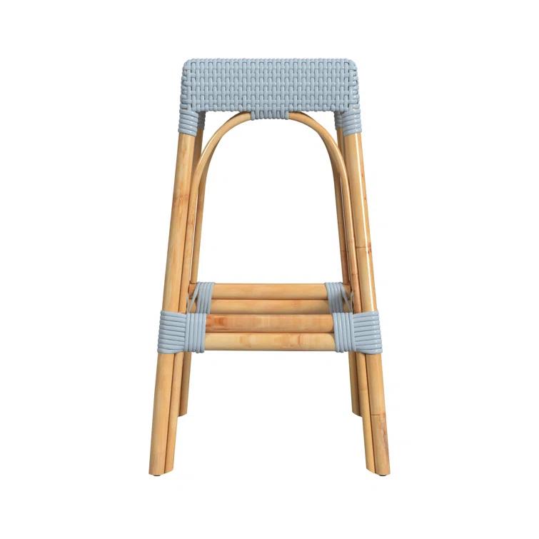 Butler Specialty Company Robias Rectangular Rattan 30" Bar Stool - Baby Blue