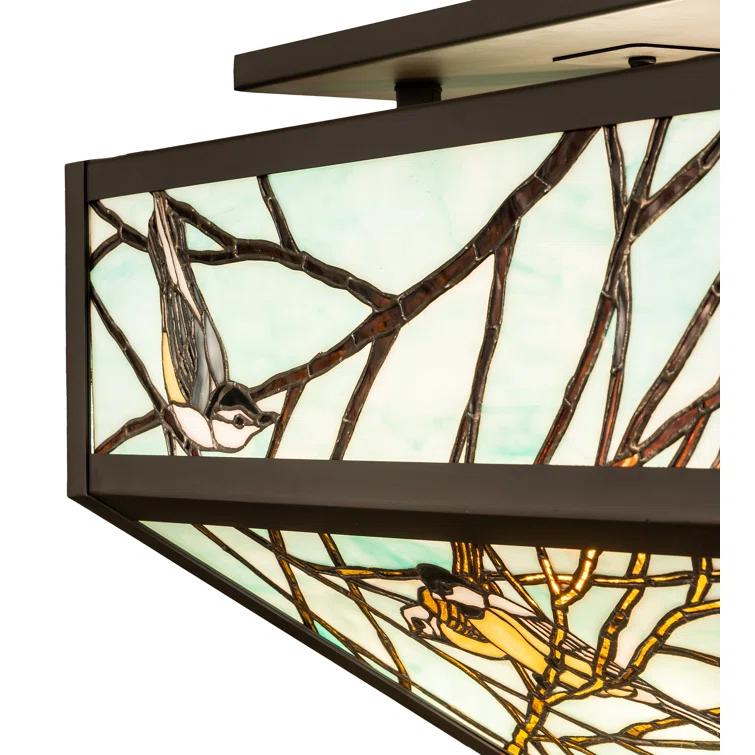 Meyda Lighting Rustic Lodge Glass Flush Mount