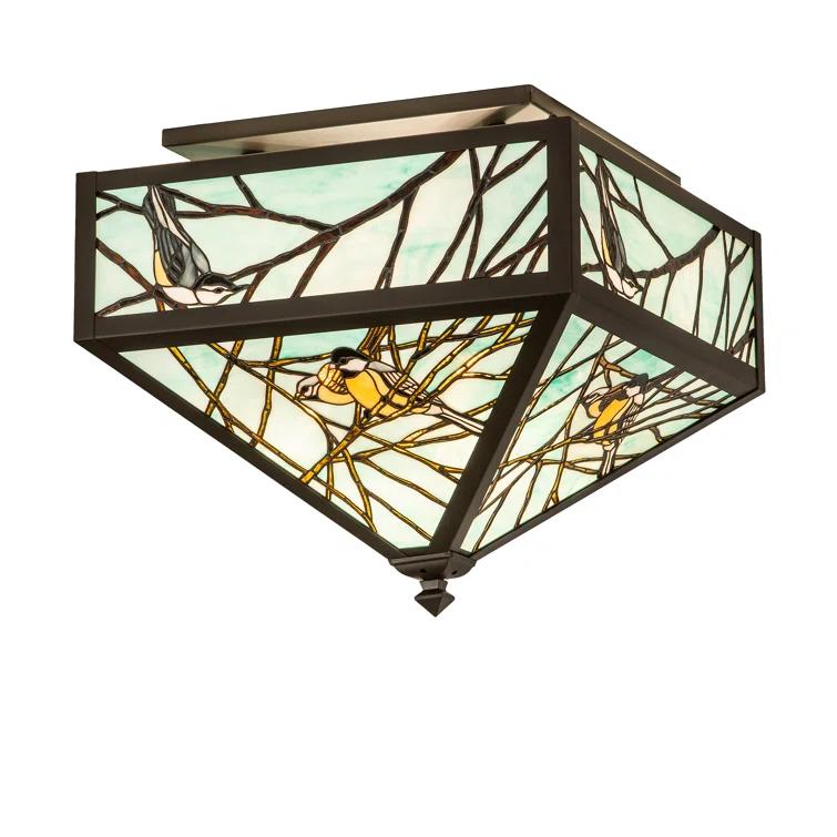 Meyda Lighting Rustic Lodge Glass Flush Mount