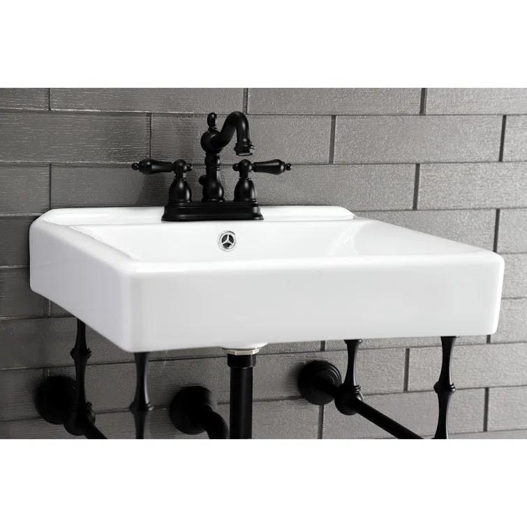 Kingston Brass Edwardian 20-Inch Porcelain Console Sink with Brass Legs (4-Inch, 3-Hole)