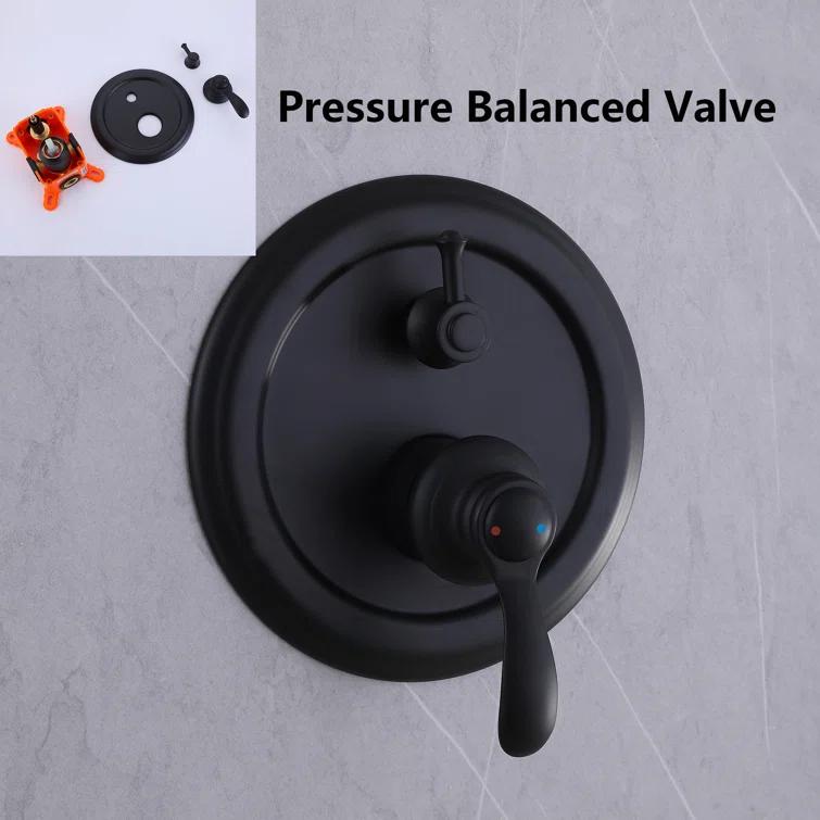 Complete Wall Mount Rainfall Shower System With RoundHandheld Spray