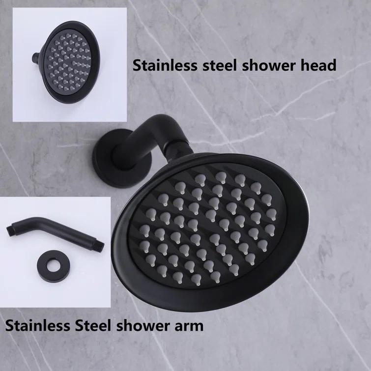 Complete Wall Mount Rainfall Shower System With RoundHandheld Spray