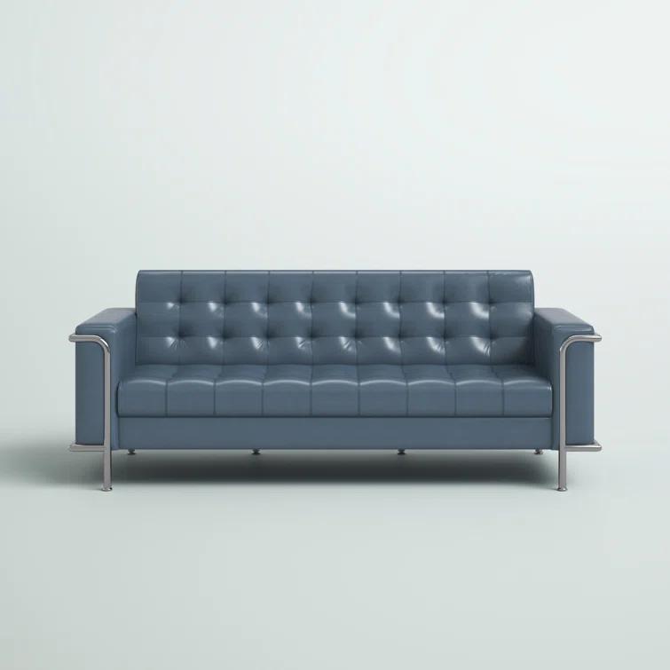 Inbox Zero HERCULES Lesley Series Contemporary LeatherSoft Double Stitch Detail Sofa with Encasing Frame