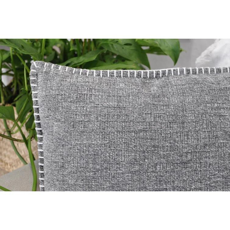 Oveesha Soft Chenille Throw Pillow Covers With Stitched Edge (Set of 2)