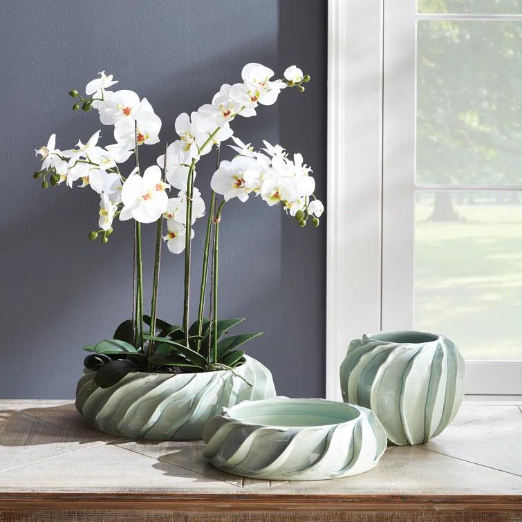 Elegant White Faux Orchid in Root Ball, 31"