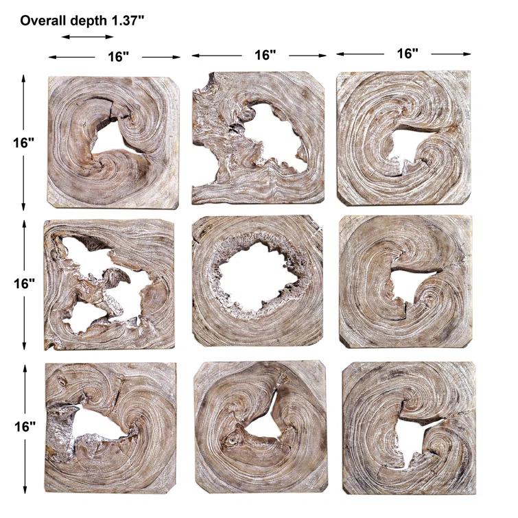 Uttermost Bahati 16" Wide 9-Piece Wood Wall Art Set