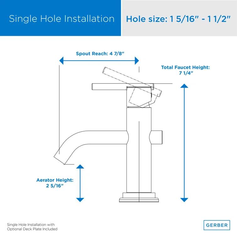 Parma Single Hole Bathroom Faucet with Drain Assembly