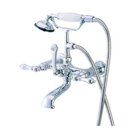 Hot Springs Triple Handle Wall Mounted Clawfoot Tub Faucet with Handshower
