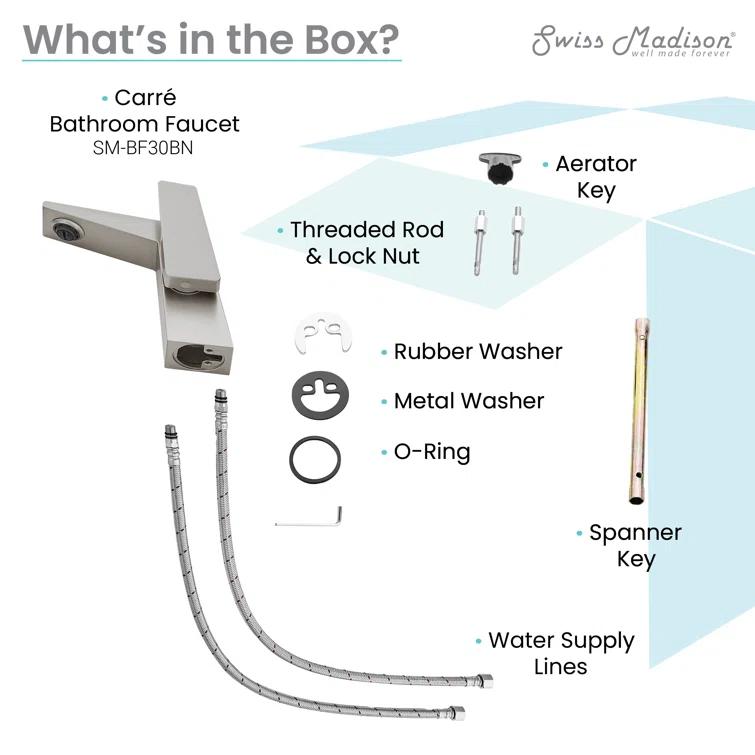 Carre Single Hole, Single-Handle, Bathroom Faucet