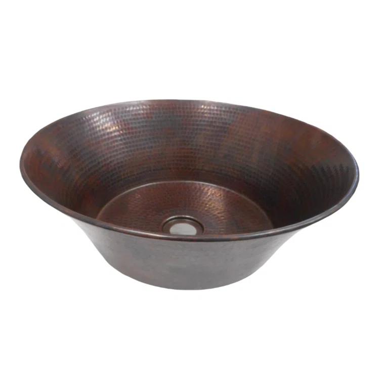 15" Round Miners Pan Cazo Copper Bathroom Sink