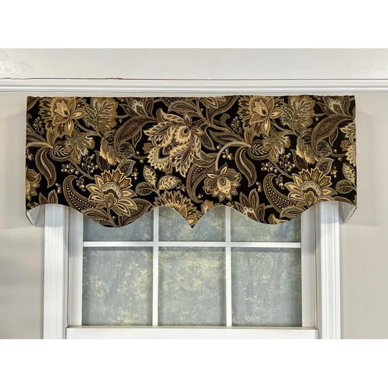 Valdosta Regal Style 3" Rod Pocket Valance 50" x 17" Black by RLF Home