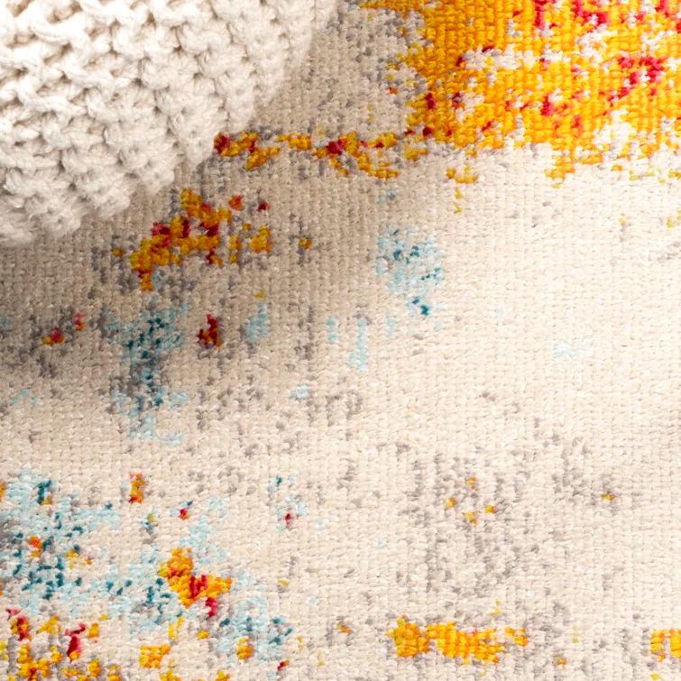Abstract Orange/Blue/Cream Area Rug