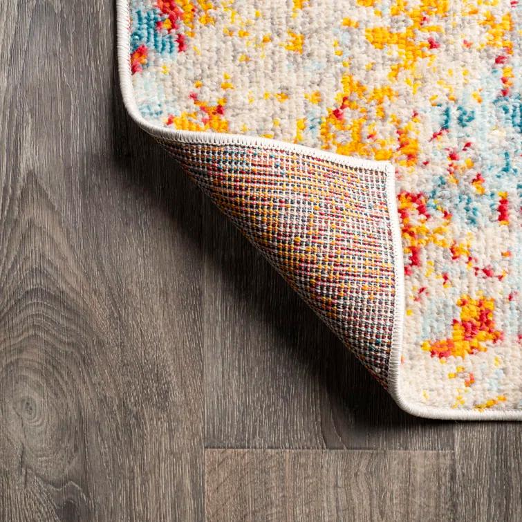 Abstract Orange/Blue/Cream Area Rug