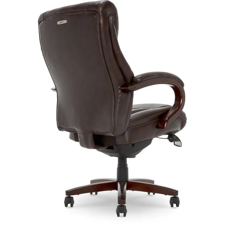 La-Z-Boy La-Z-Boy Bellamy Executive Office Chair with Memory Foam Cushions, Real Wood Arms and Swivel Base, Waterfall Seat Edge, Faux Bonded Leather