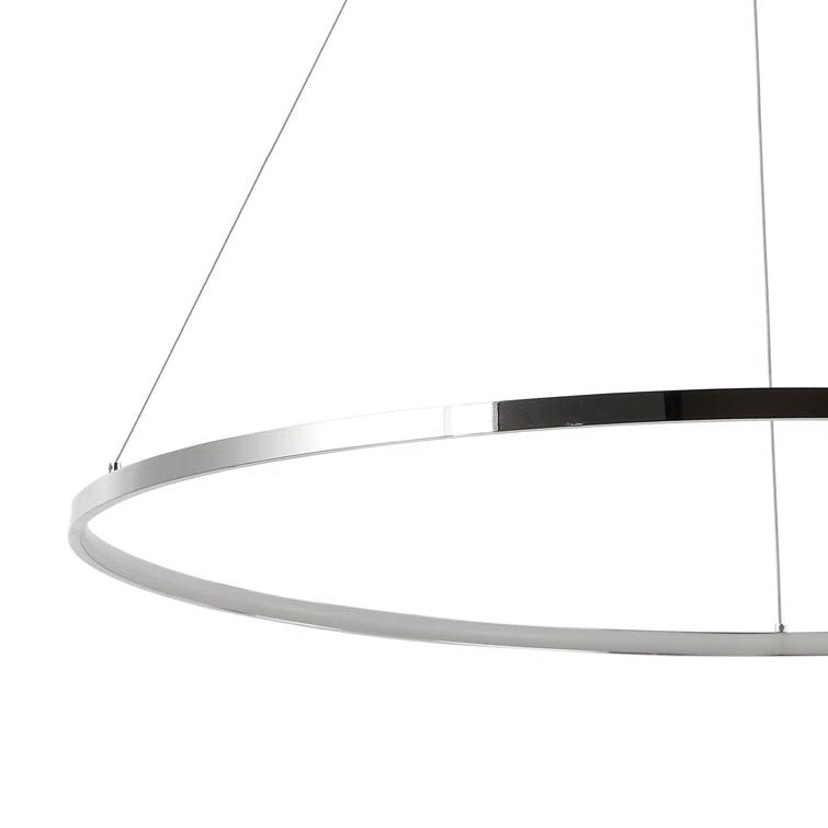 Circulo 34.88" Modern Bohemian Iron Integrated LED Pendant, Chrome