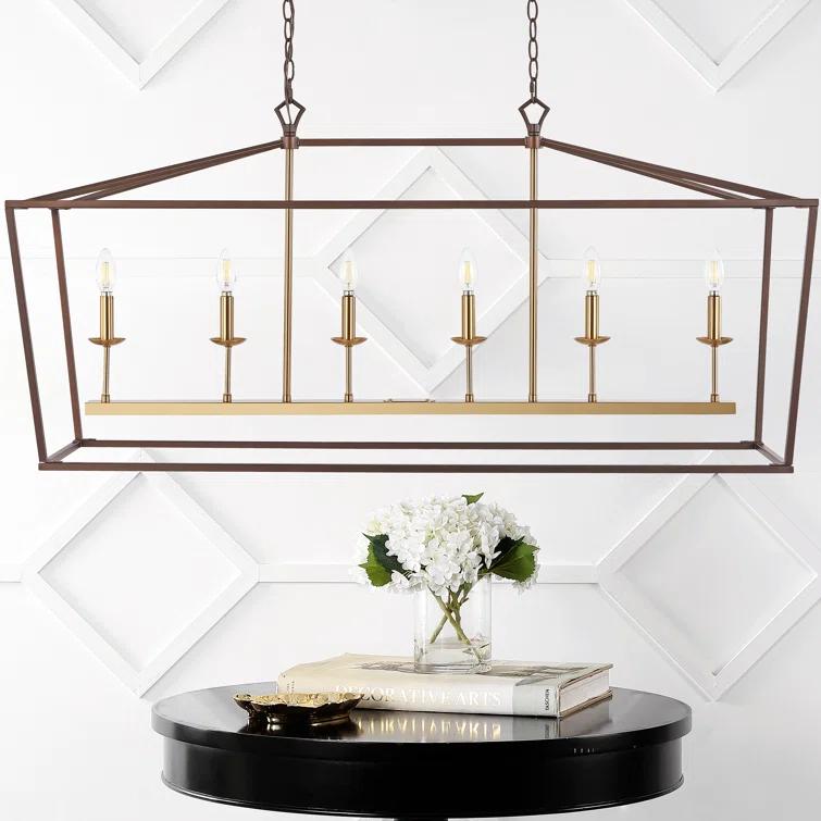 Pagoda 49" Linear 6-Bulb Classic Traditional Metal LED Pendant, Oil Rubbed Bronze
