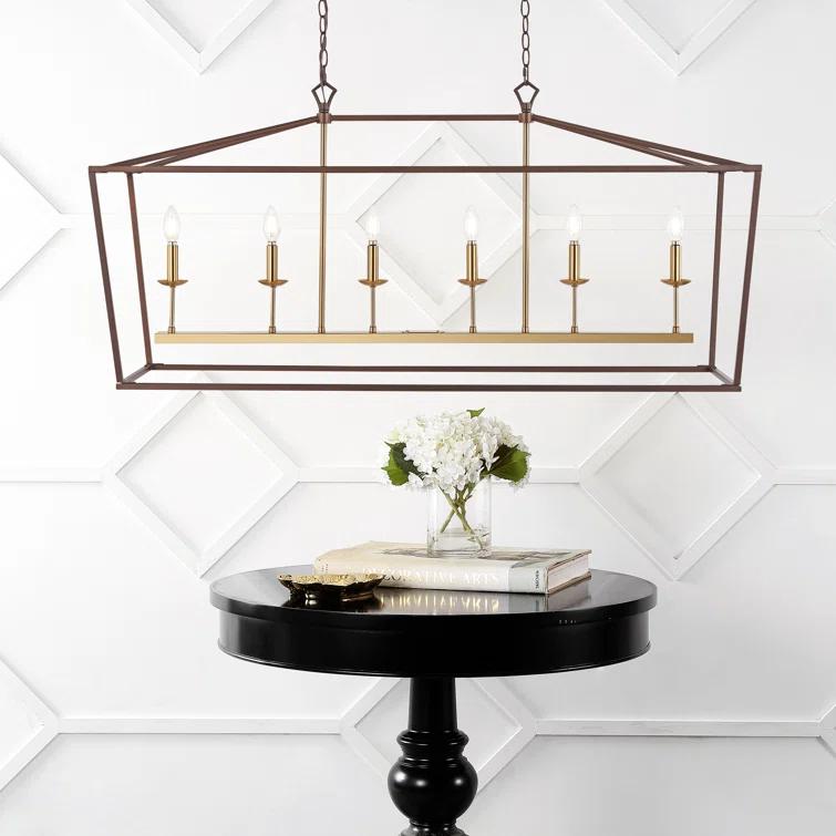 Pagoda 49" Linear 6-Bulb Classic Traditional Metal LED Pendant, Oil Rubbed Bronze