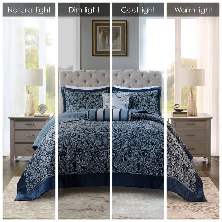 Madison Park Aubrey 5 Piece Jacquard Bedspread Set with Throw Pillows
