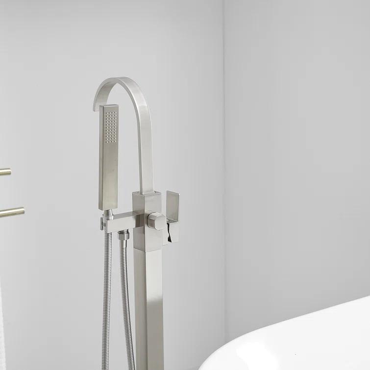 VIBRANTBATH A-97011-N 1 Handle Floor Clawfoot Tub Faucet with Diverter