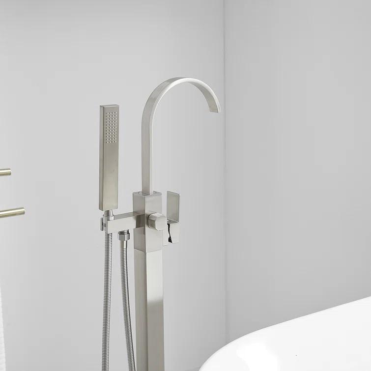 VIBRANTBATH A-97011-N 1 Handle Floor Clawfoot Tub Faucet with Diverter