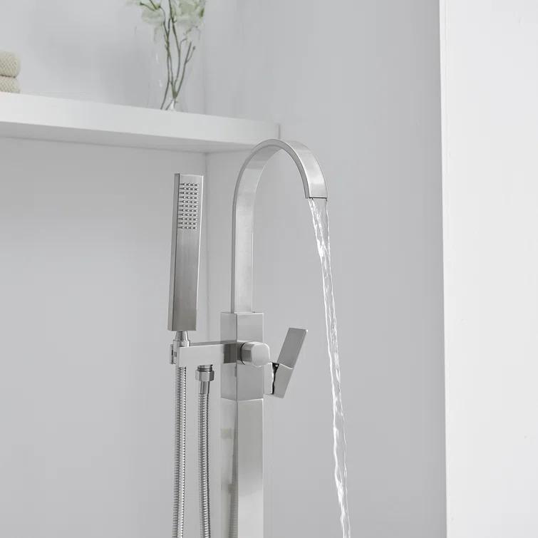 VIBRANTBATH A-97011-N 1 Handle Floor Clawfoot Tub Faucet with Diverter