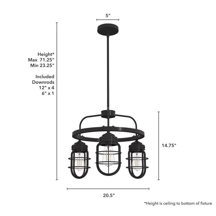 Starklake 3 Light Chandelier Statement Wagon Wheel Chandelier