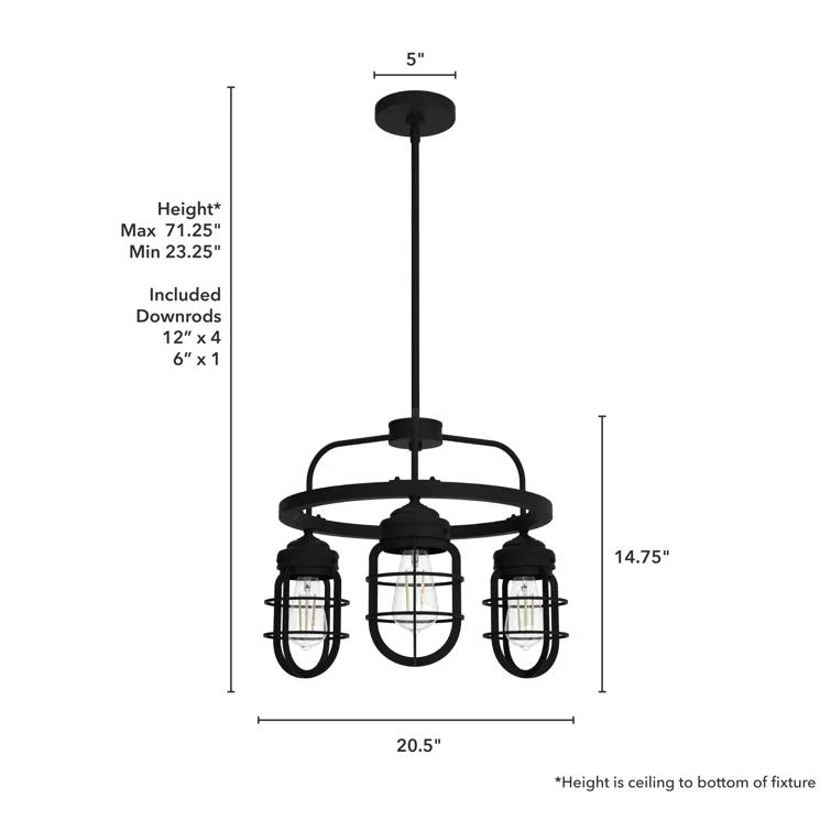 Starklake 3 Light Chandelier Statement Wagon Wheel Chandelier