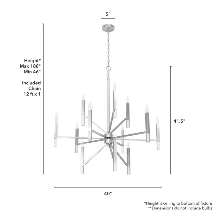 Sunjai 12 Light 3-Tier Sputnik Modern Linear Chandelier