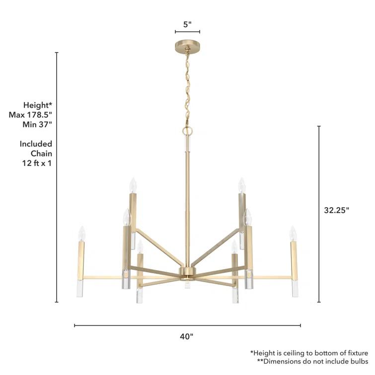 Sunjai 9 Light 2-Tier Sputnik Modern Linear Chandelier