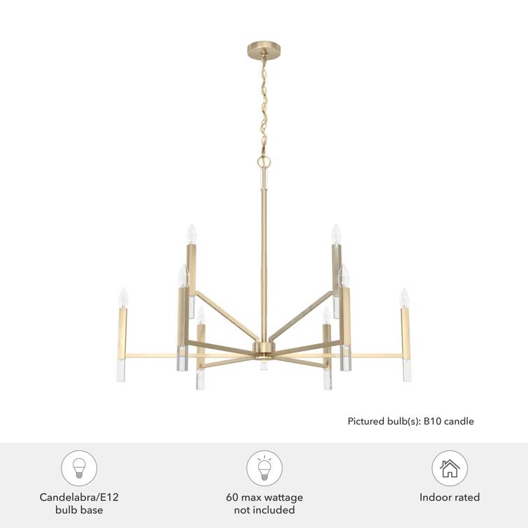 Sunjai 9 Light 2-Tier Sputnik Modern Linear Chandelier