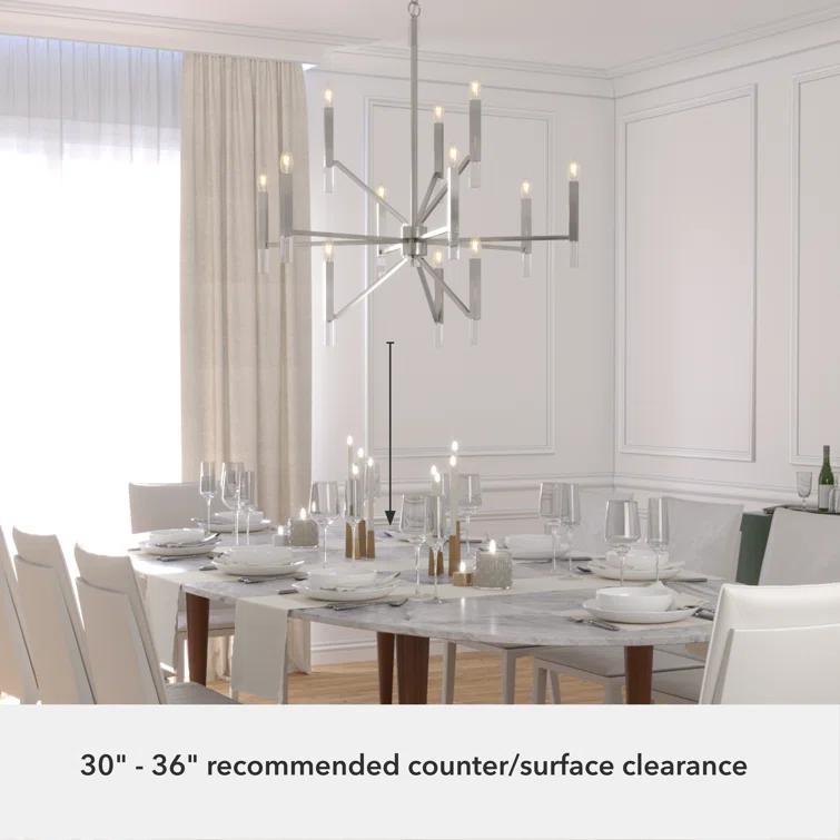 Sunjai 12 Light 3-Tier Sputnik Modern Linear Chandelier